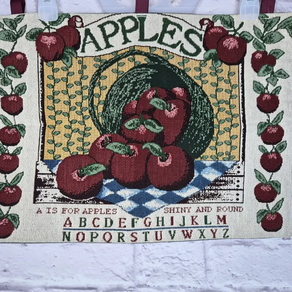 Vintage Fall Apple Tapestry Wall Hanging Cottagecore Farmhouse Country Decor 90s
